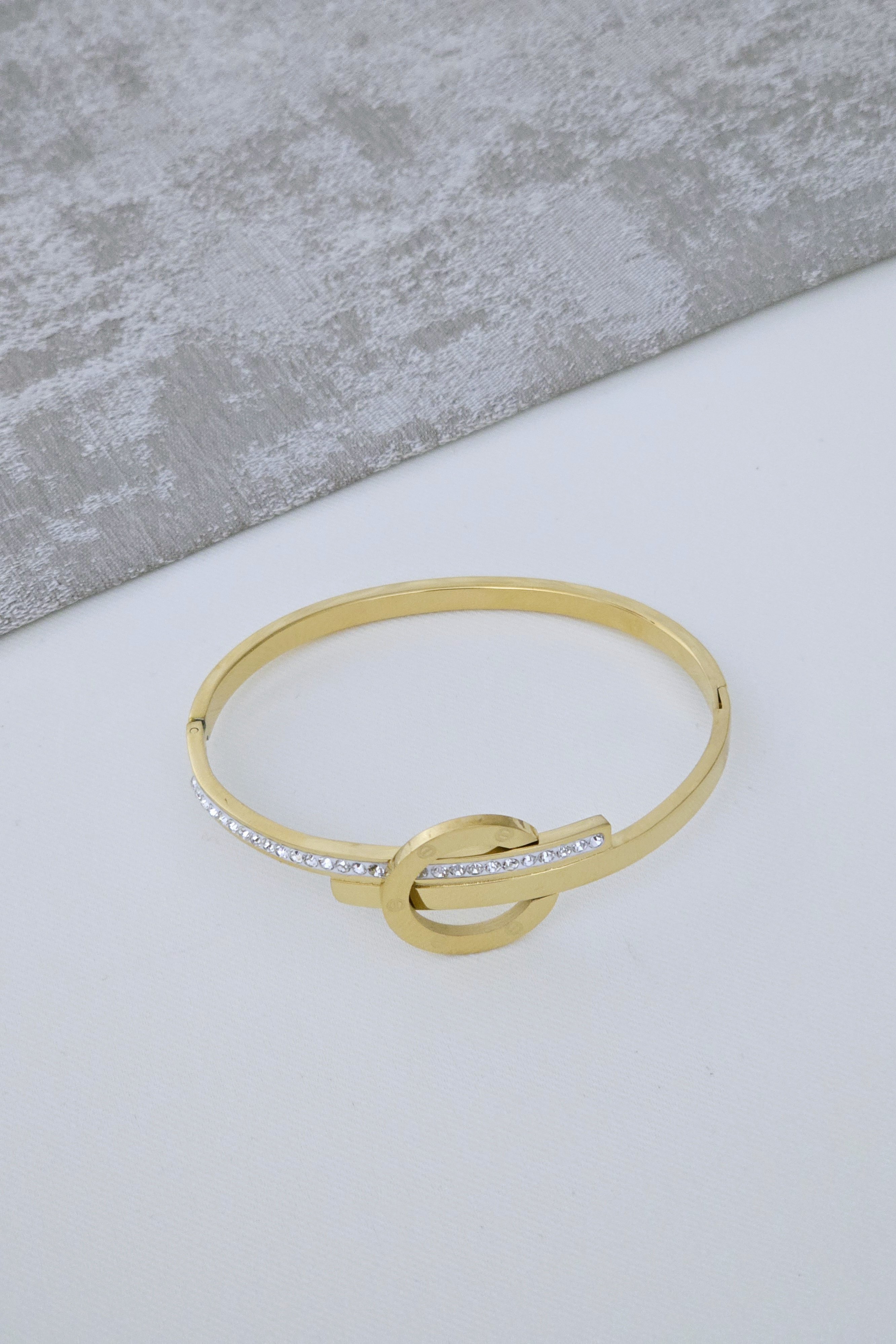 Çelik Taşlı Gold Bileklik