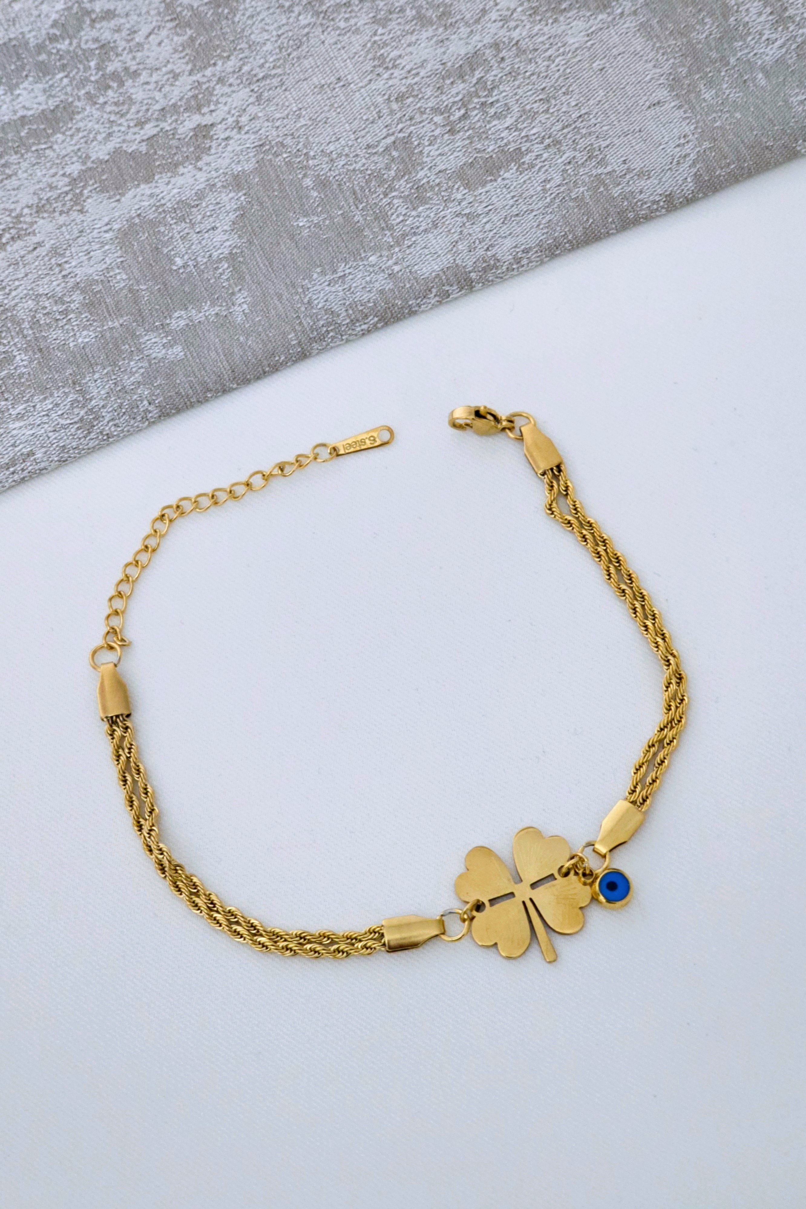 Çelik Gold Yonca Bileklik