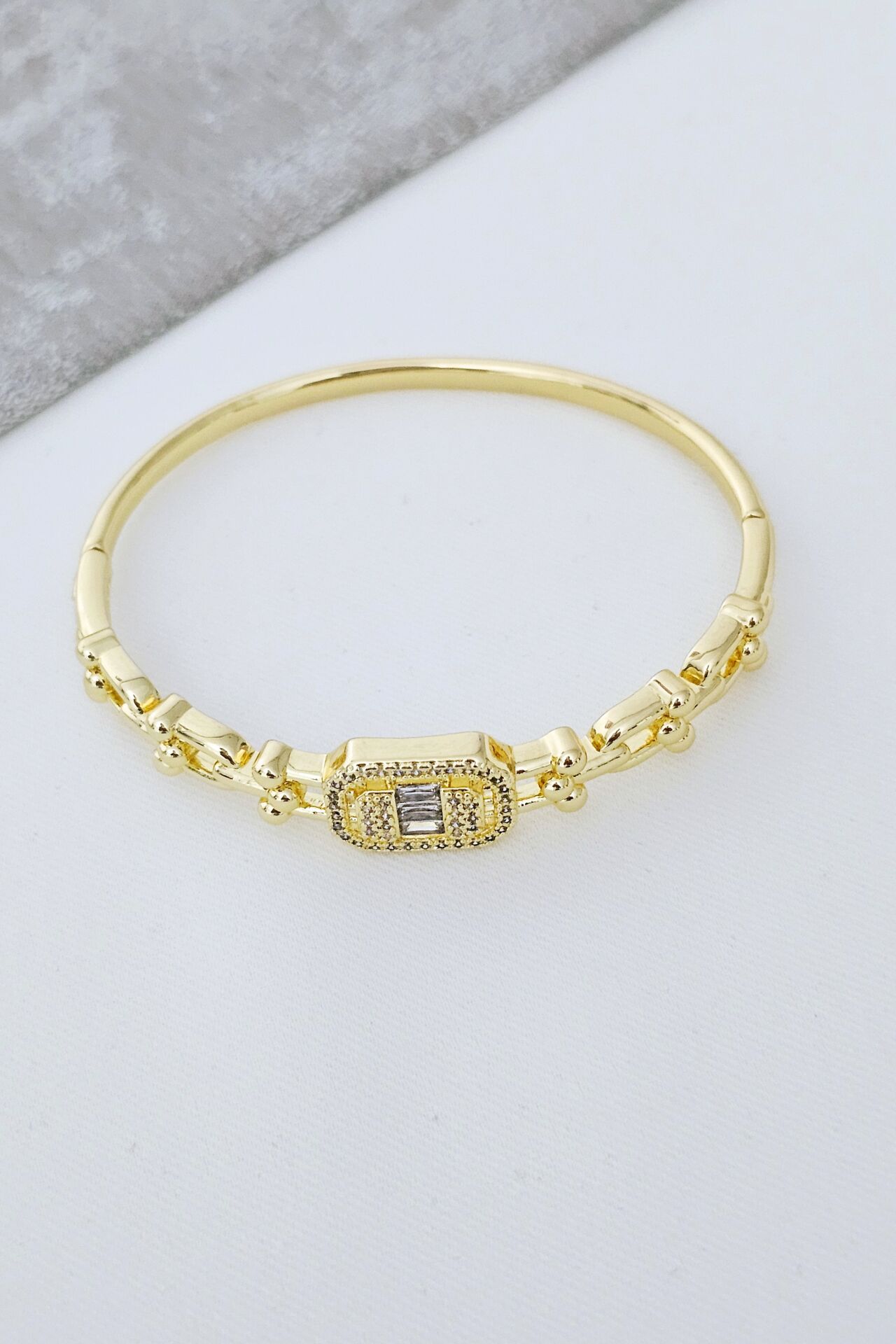 Baget Taşlı Bileklik Gold