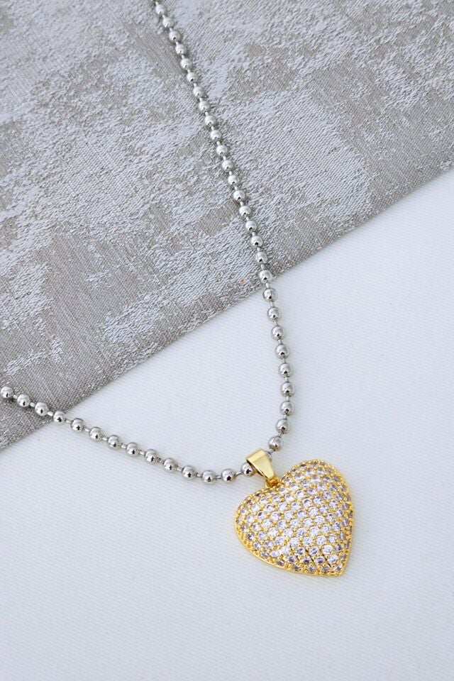 Gold Kalp kolye Silver Zincir