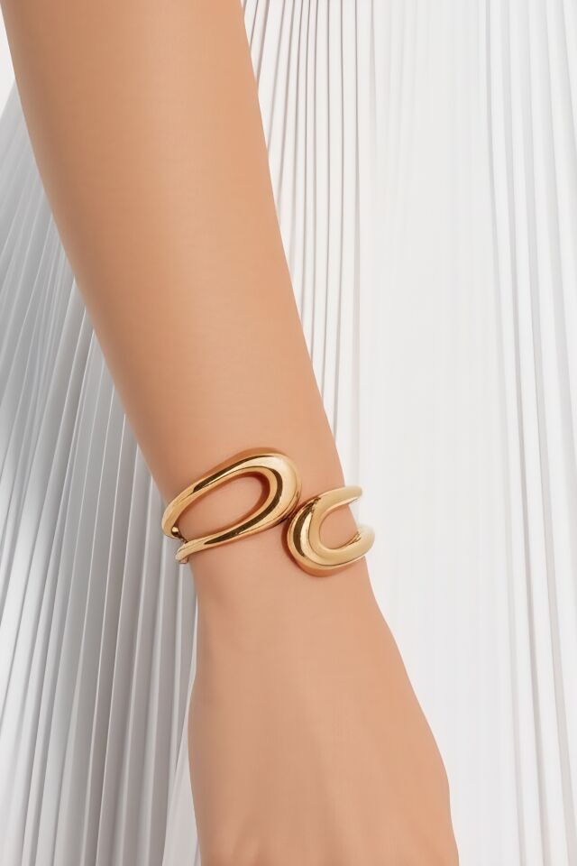 Modern Tasarım Gold Kelepçe Bileklik