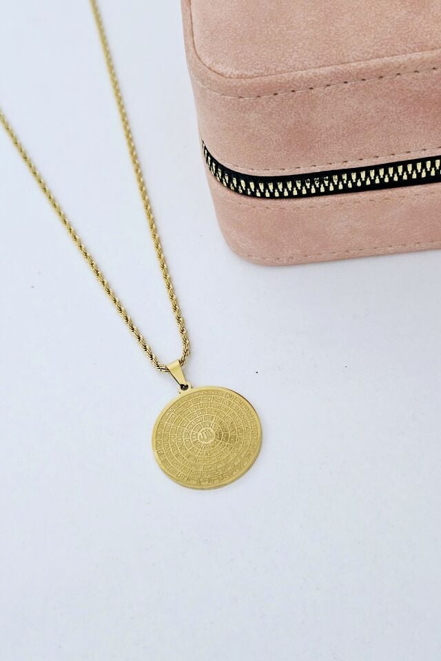 Çelik Esmaül Hüsna Kolye Gold