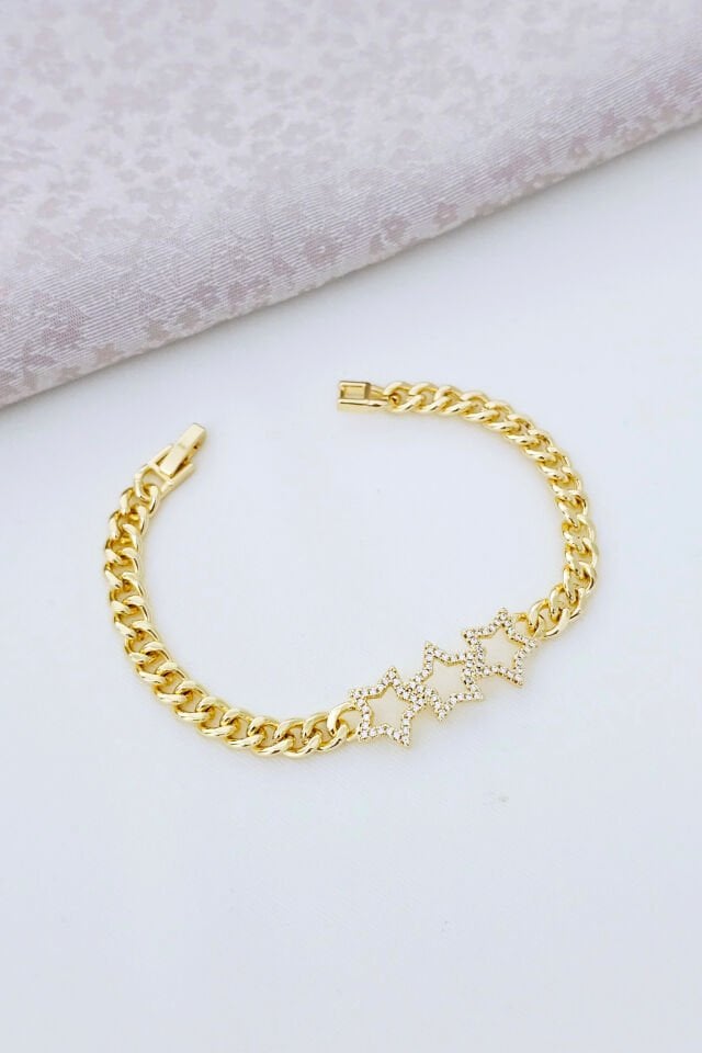 Yıldız Taşlı Bileklik Gold