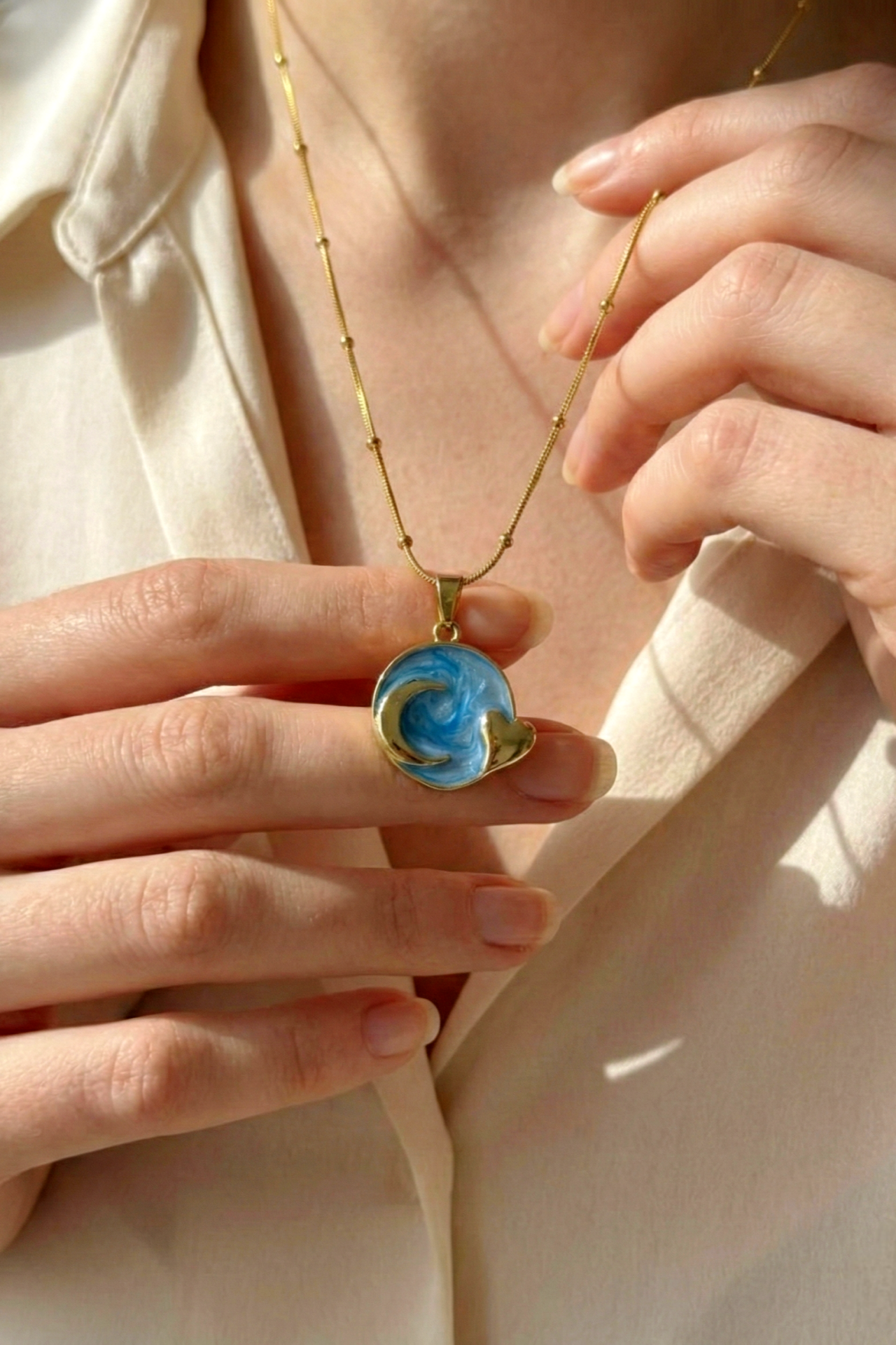 Çelik Gold Kalp Detaylı Kolye