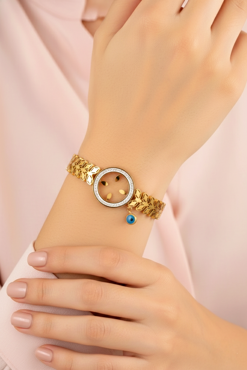 Çelik Yaprak Model Çeyrek Takılan Bileklik