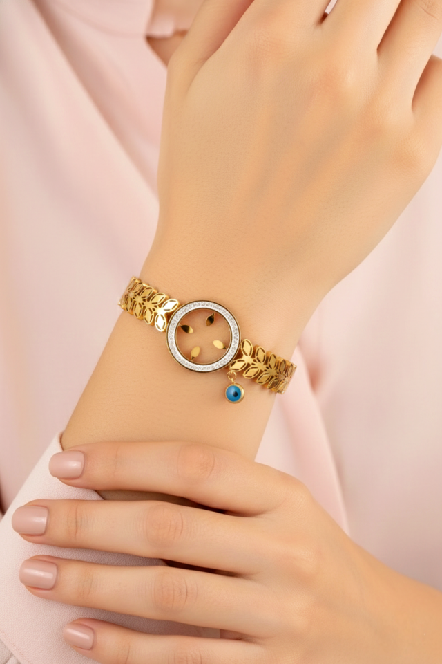 Çelik Yaprak Model Çeyrek Takılan Bileklik