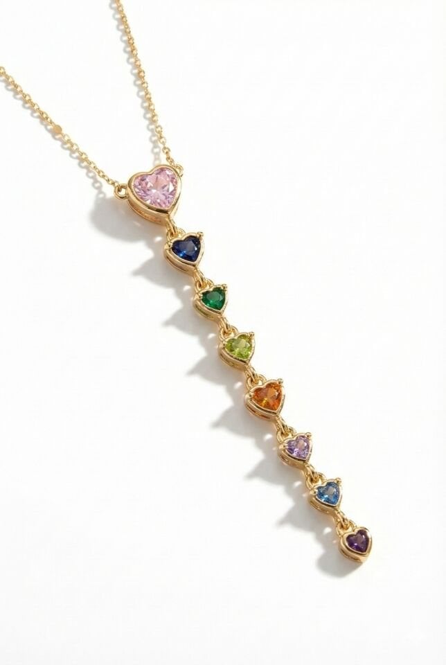 Çelik Gold Kalp Detaylı Y Kolye