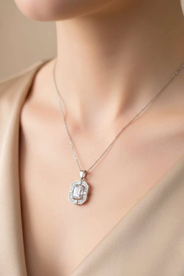 Çelik Kolye Silver Baget