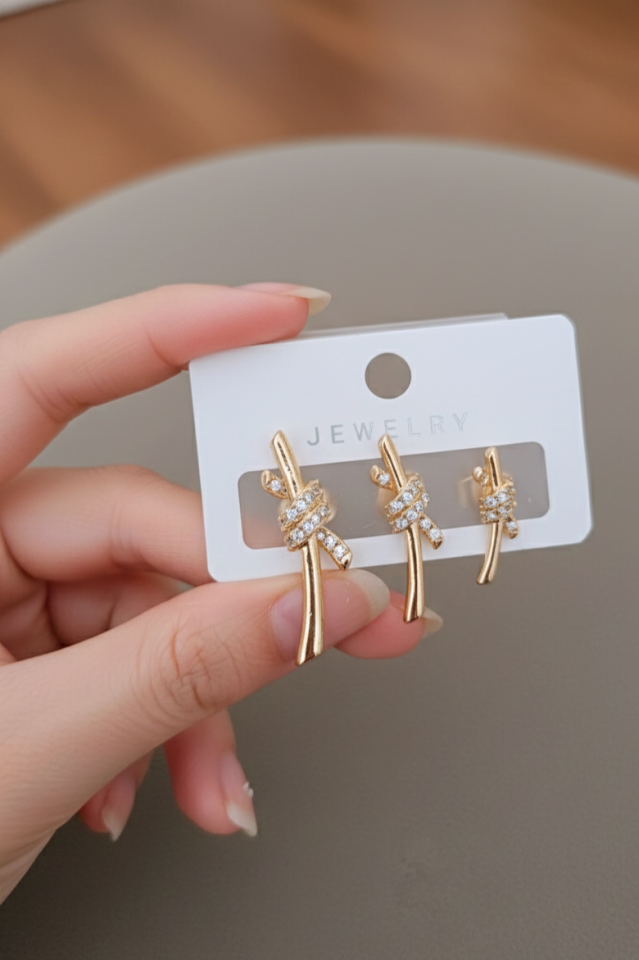 Ysx 3'lü Taşlı Küpe