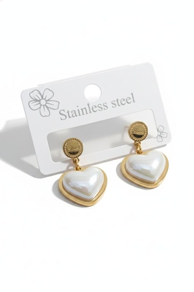 Çelik Beyaz Taşlı Küpe