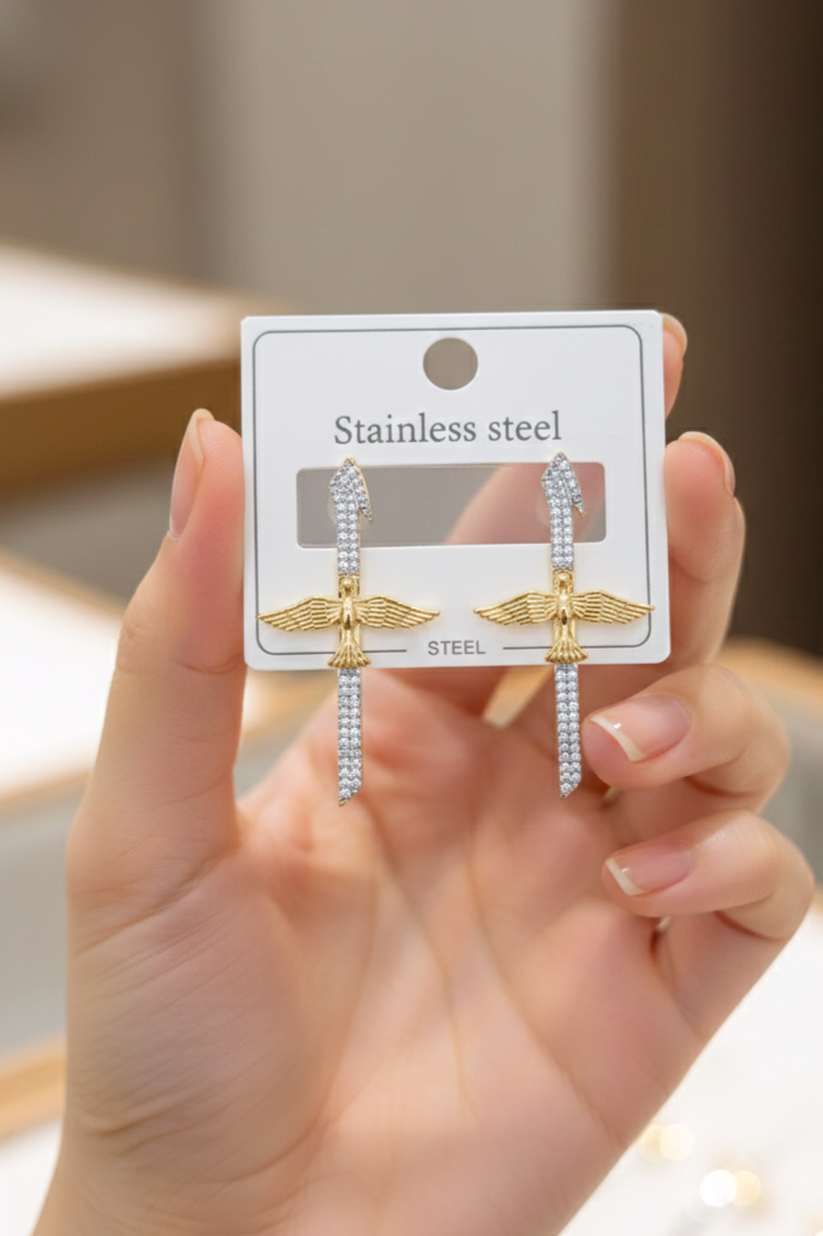 Çelik Küpe Taşlı