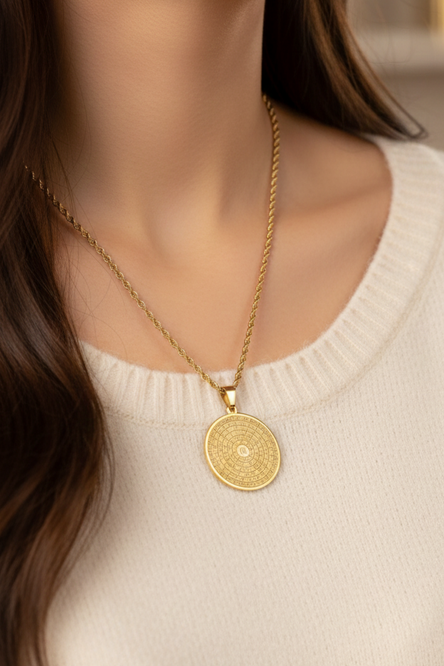 Çelik Esma ül Hüsna Kolye Gold