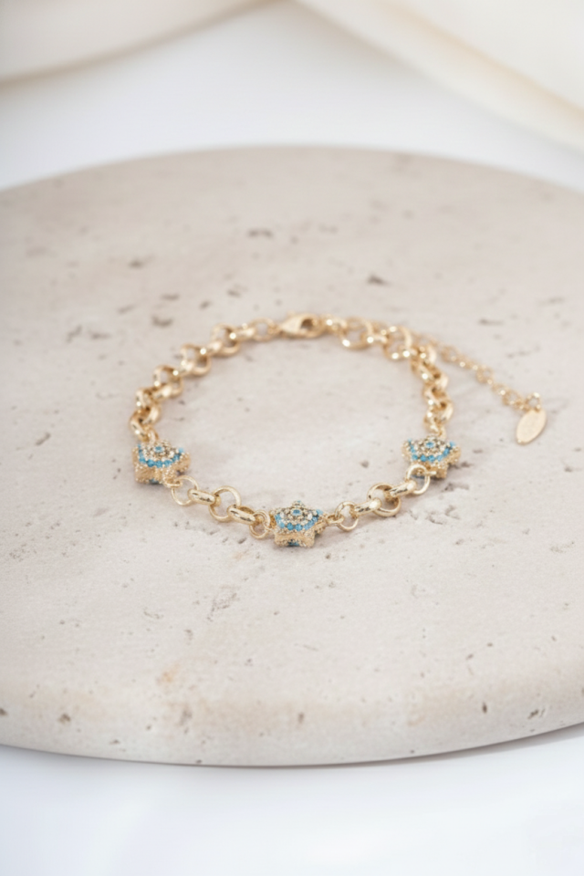 Mavi Taşlı Yıldız Bileklik