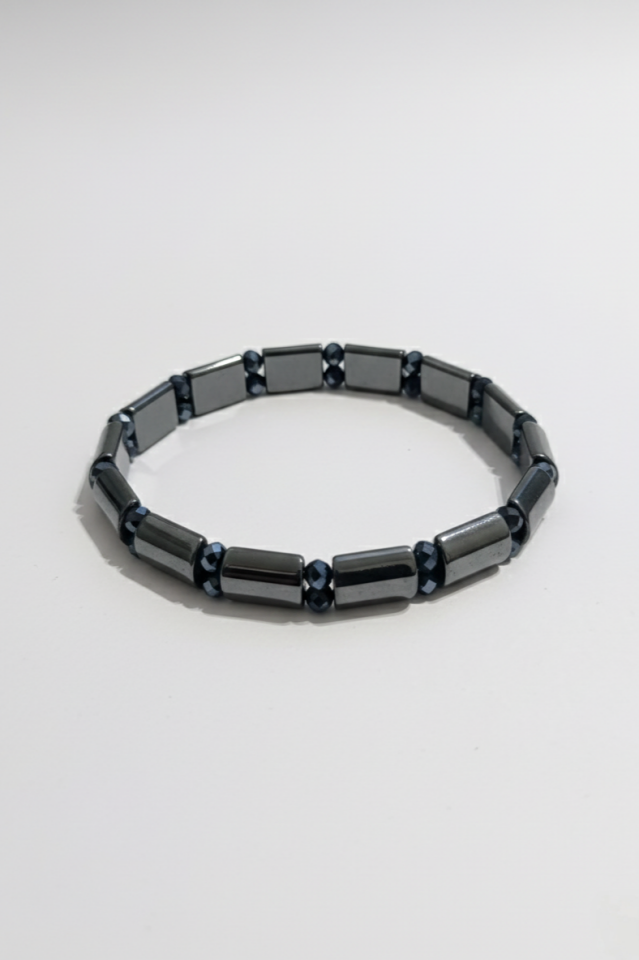 Silindir Kesim Doğal Hematit Taş Bileklik