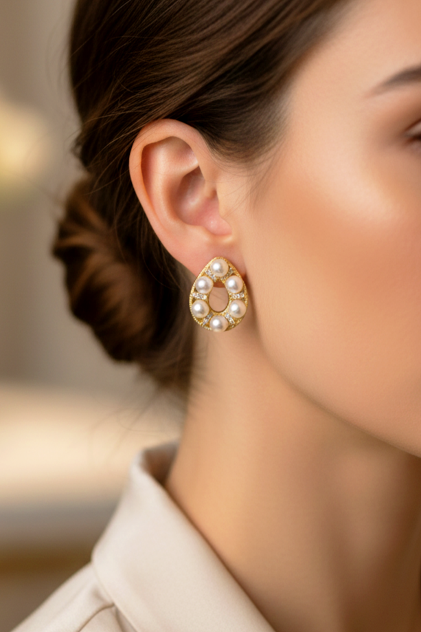 Çelik Detaylı Küpe