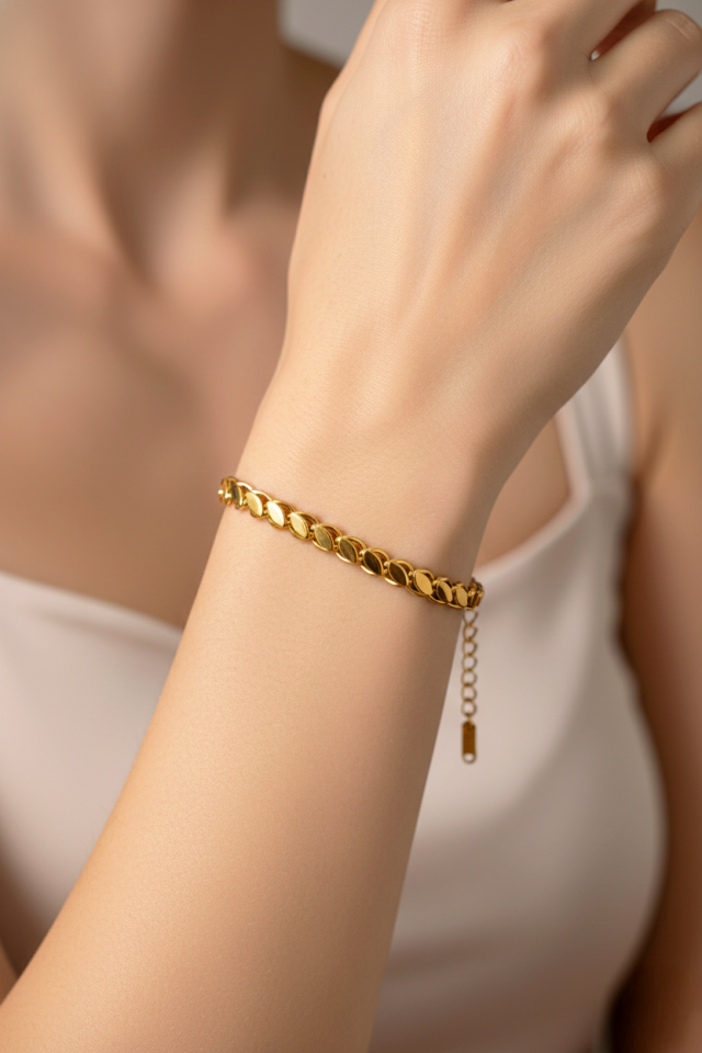 Çelik Arpa Bileklik Gold