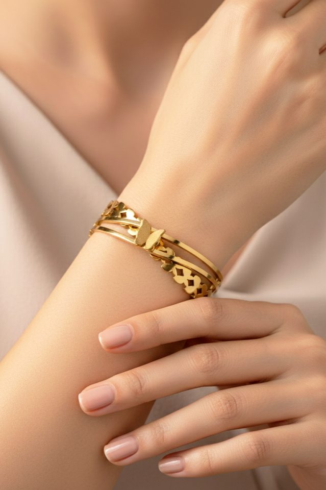 Çelik Kelebek Detaylı Bileklik