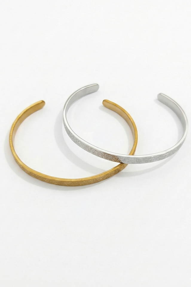 Çelik Ayetel Kürsi Bileklik Gold Silver