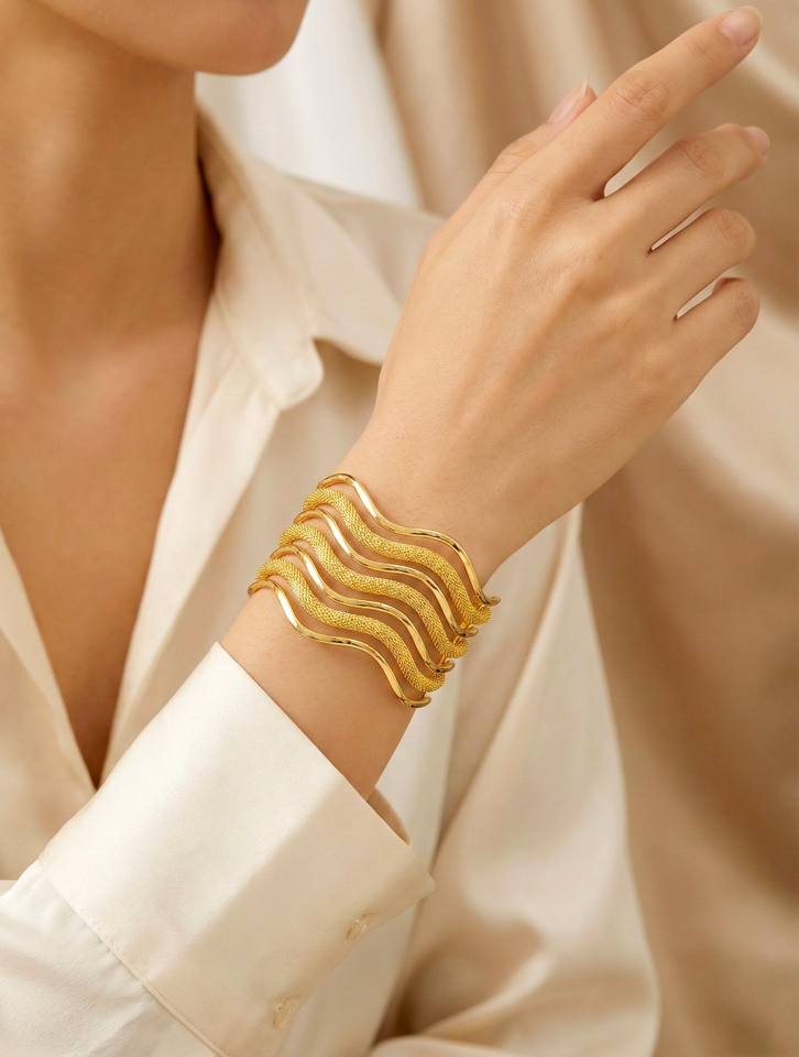 Çelik 14 K Kelepçe Bileklik