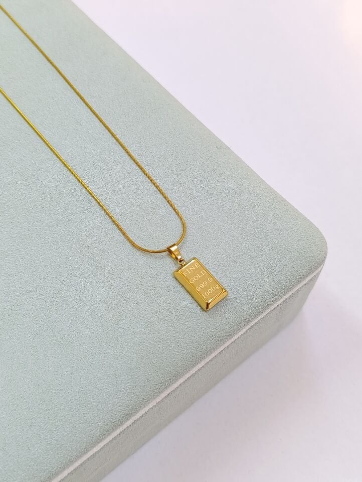 Çelik Gold Külçe Kolye