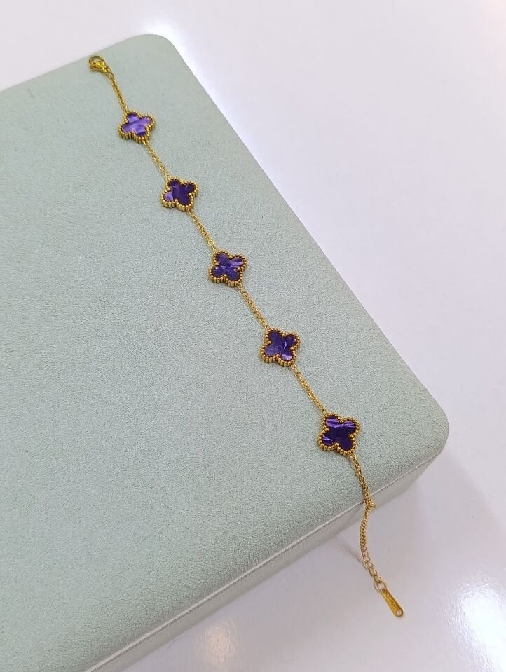 Çelik Mor Taşlı Bileklik